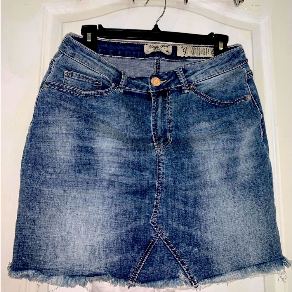 INDIGO REIGN BLUE JEAN SKIRT - RUFFLES BOTTOM